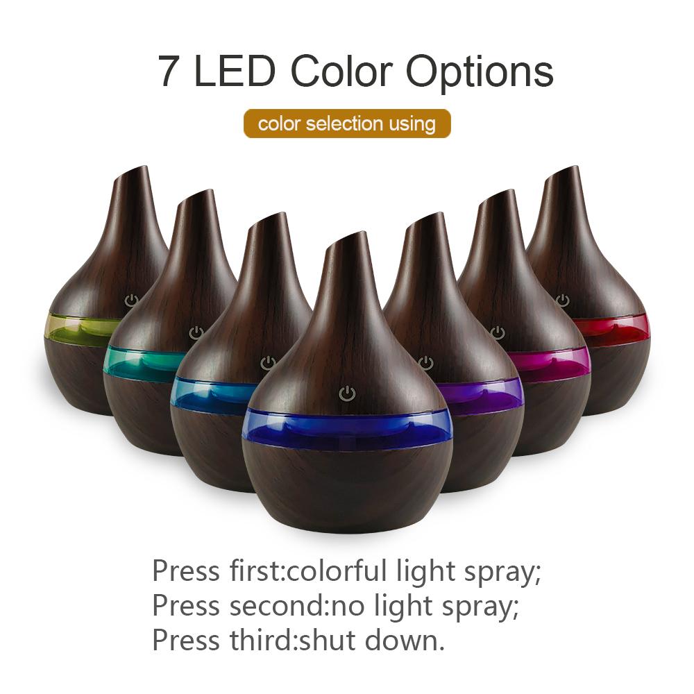 Diffuser For Home 300ml USB Humidifier  Essential Oil Diffuser Wood Grain Design  Cool Mist for Home Office Desktop  Includes 2