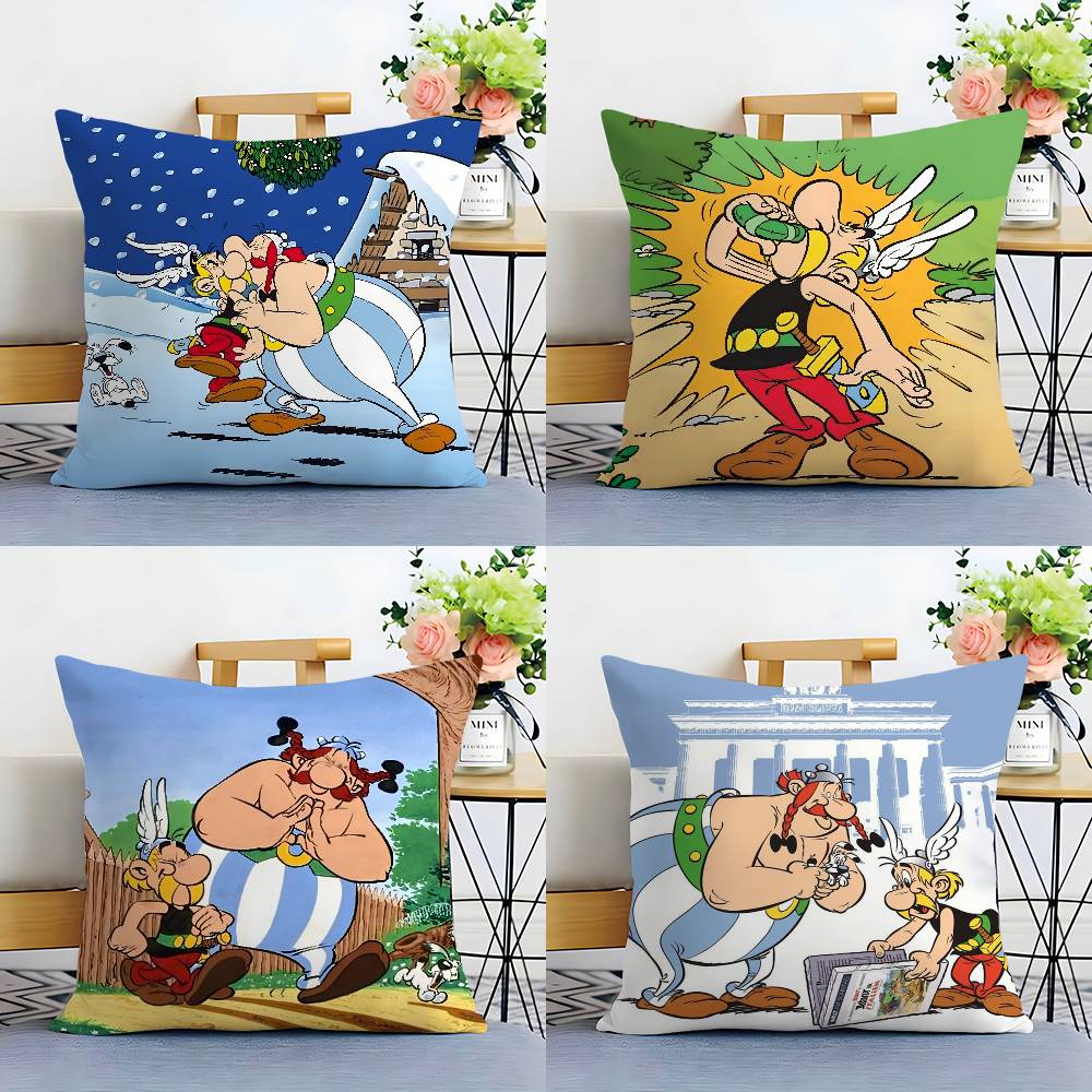 Cartoon A-Asterix And O-Obelix Pillow Case Sofa Living Room Bedroom Double-sided Printing Square Cushion Nap Time Cushion Cover