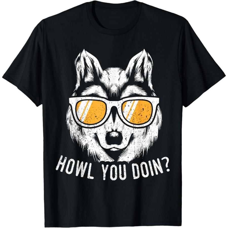 Funny Wolf Design Howl You Doin Wolves T-Shirt XXXXXL чёрный