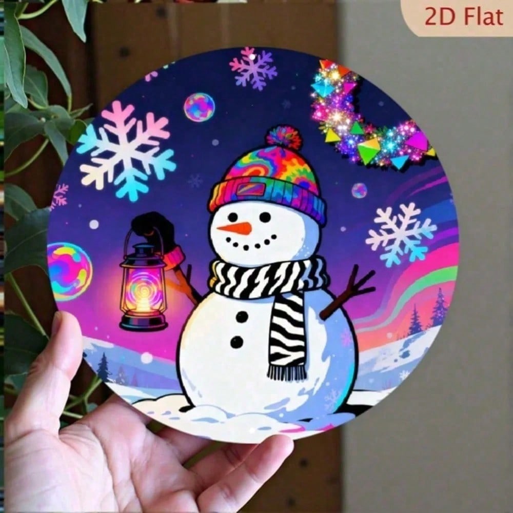

Vintage Snowman Christmas Metal Tin Sign 8 Inch Round Wall Decor Retro Plaque 20x20 різнокольоровий