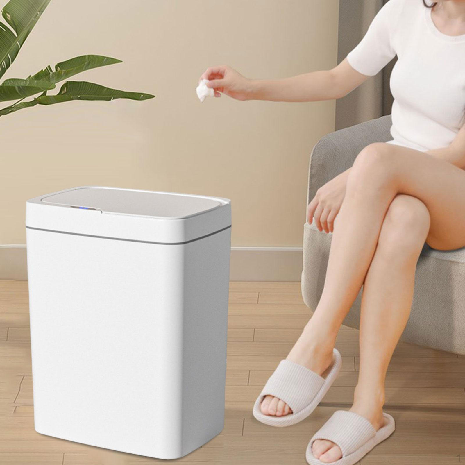 

Smart Trash Can Rubbish Touchless Garbage Bin Rechargeable for Bathroom White 18L