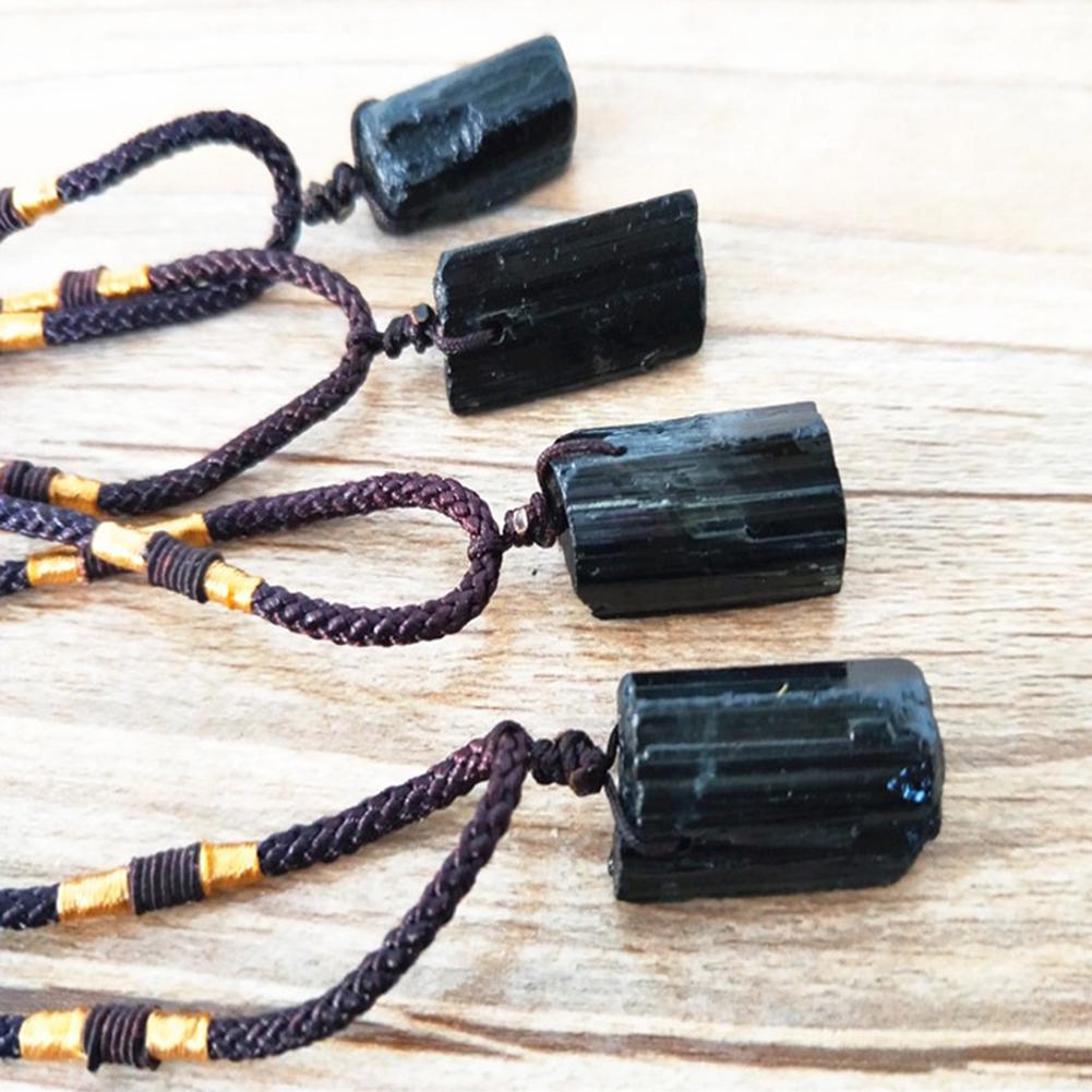 1pcs Natural Crystal Black Tourmaline Stone Pendant Necklace Wired Charm Stone Pendants Craft Decoration Gift