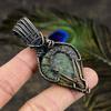 Ruby Zosite, Moonstone Lab-Created Copper Wire Wrap Jewelry Pendant 2.76" t7y77