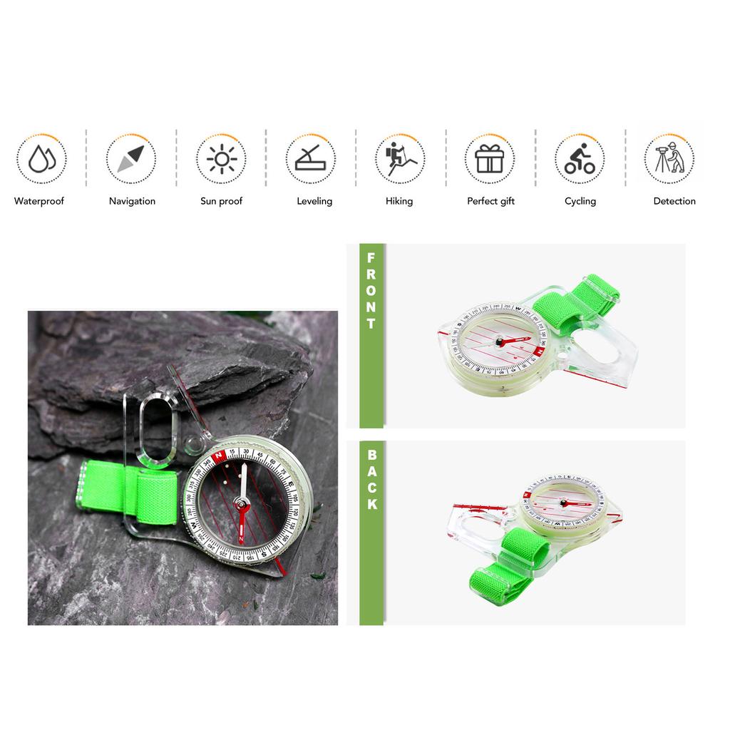 Orienteering Compass Luminous Versatile Sensitive Portable Backpacking Compass for Camping Hiking Map Reading