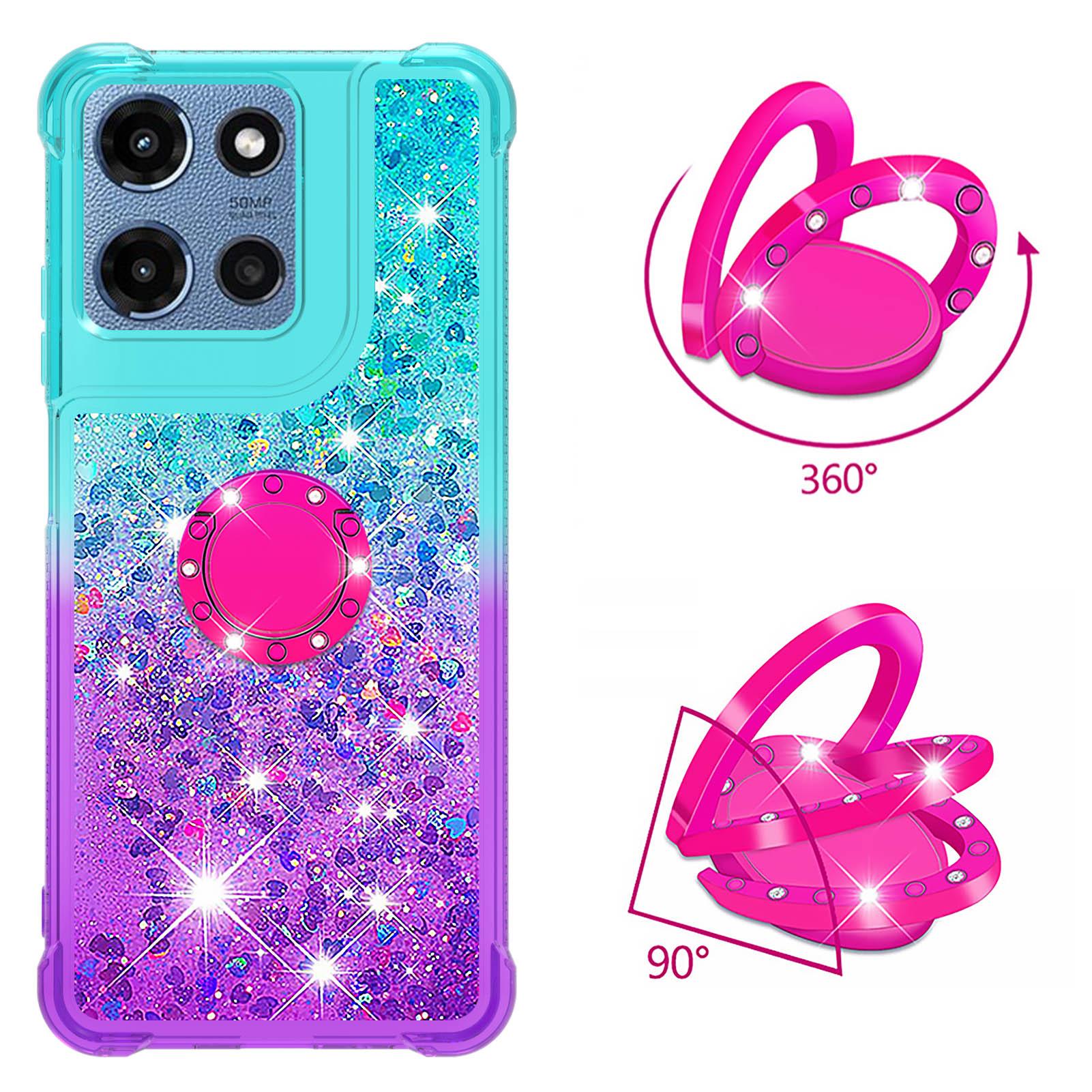 

For Motorola Moto G Stylus 5G (2025) TPU Case with Kickstand Gradiant Quicksand Shockproof Cover Purple+Sky Blue
