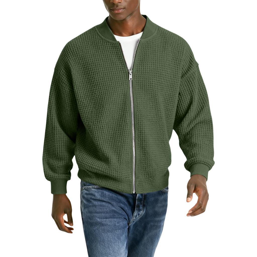 Men's Casual Zipper Stand Collar Long,Sleeve Lapel Jacket