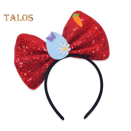 

Блестки бант повязка на голову мультфильм яйцо кролик морковка декор универсальный пасхальный ободок детские аксессуары для волос 1pc красный