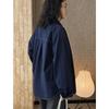 Johnature Spring Summer Korean Outlined Stitch Spliced Button Faux Denim Shirt Large Pockets Loose Tops For Women