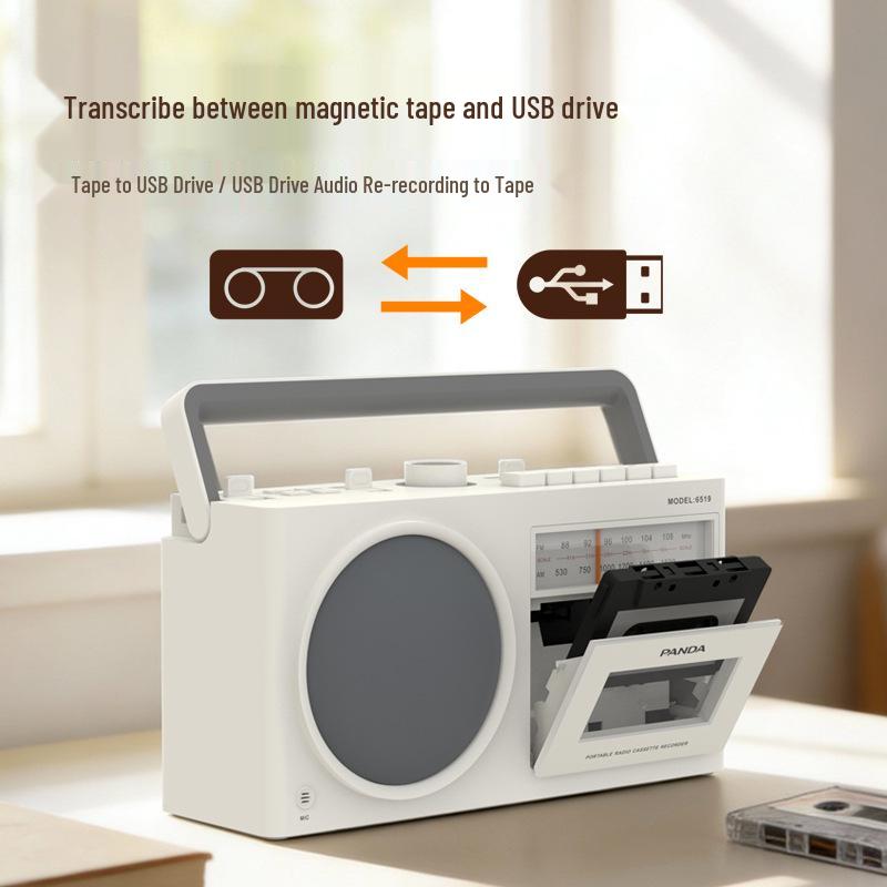 Panda6519 Retro Bluetooth Speaker: Cassette Player, Recorder, Radio, and Charger.