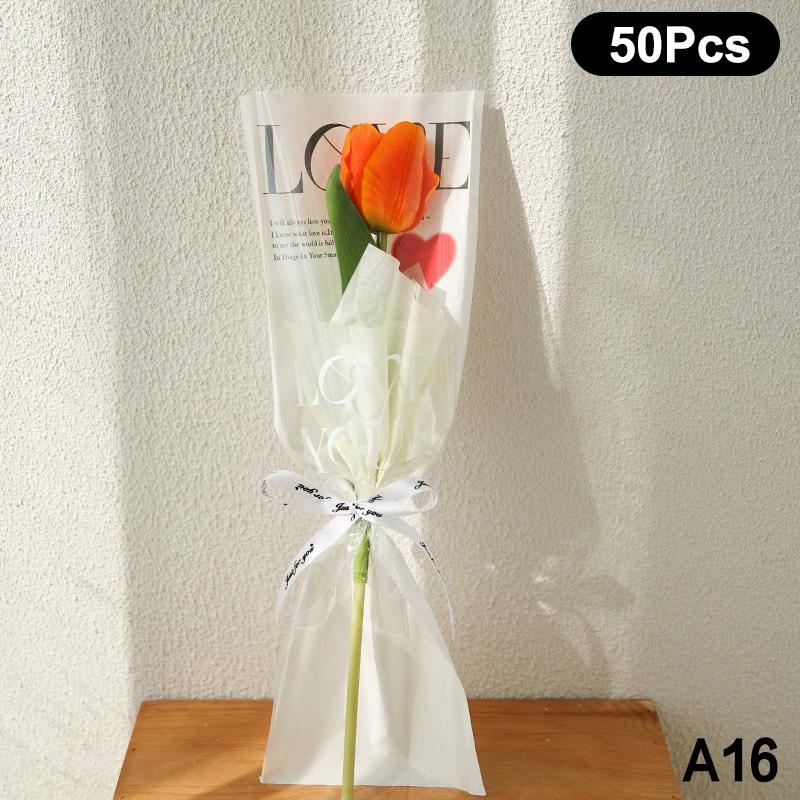 20/30/50Pcs Colorful Flower Wrappers Transparent Bag For Bouquet Flower Wrapper Waterproof Diy Gift Flower Decoration