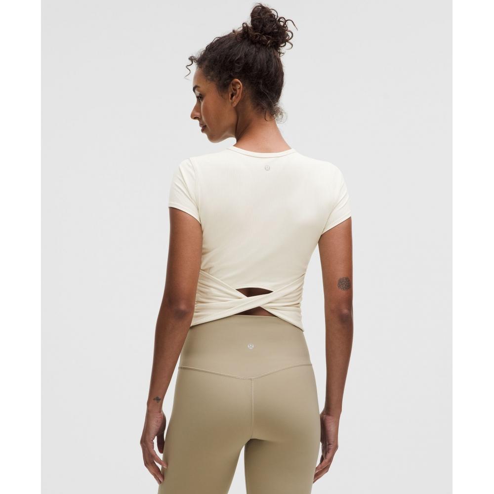 Lululemon All It Takes Back Twist Ribbed Short Sleeve Shirt Light Ivory