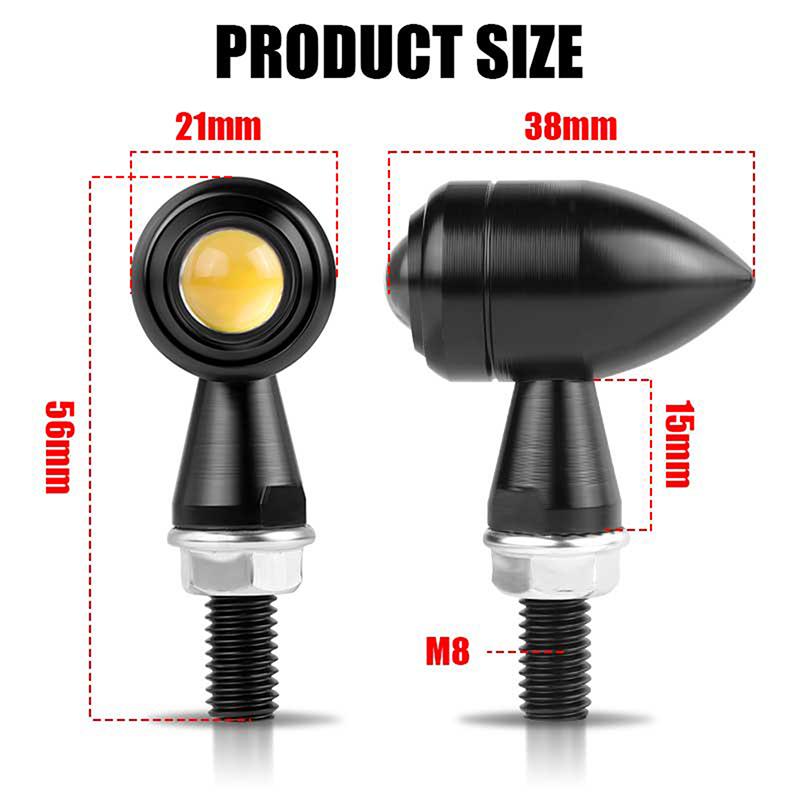 4Pcs 8mm Motorcycle LED Turn Signal Light Signal Lamp Indicators Blinker Flashing Lamp Universal Fit for Most Motorcycle,Dirt Bike,Street Bike