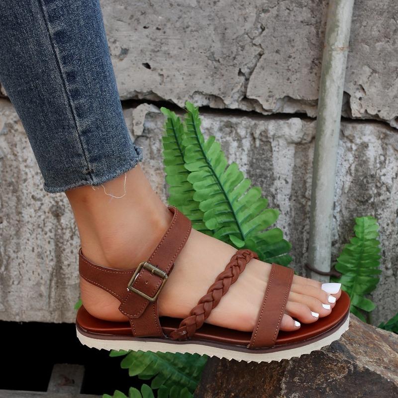 fashion Woven Sports Sandals Women Shoes 2024 Summer Flat Beach Shoes for Women Sandals Trendy Open Toe Women Roman Sandals