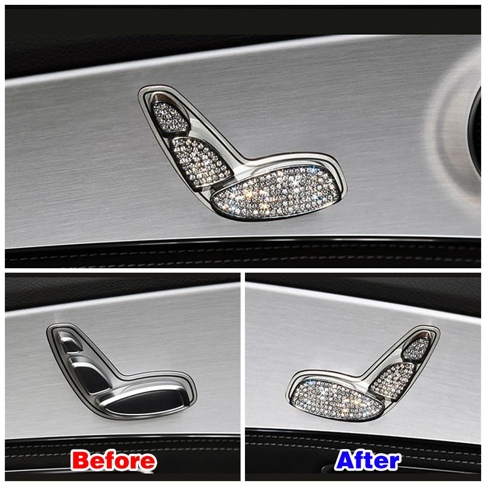For Mercedes Benz C Class W205 2015-2018 Seat Adjustment Switch Knob Button Refit Artificial Crystal Diamond Decal Trim