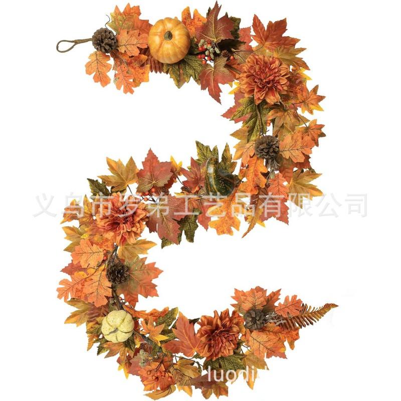 Harvest Wreath With Pumpkins Berries Vine Circle Halloween Thanksgiving Door Decor
