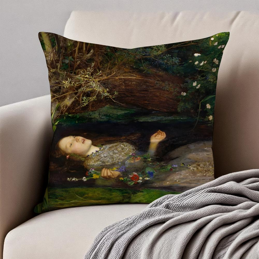 classical JJohn Everett Millais Cushion Cover Pillowcase Antidustmite Invisible Zipper Short Plush Sofa Cushion