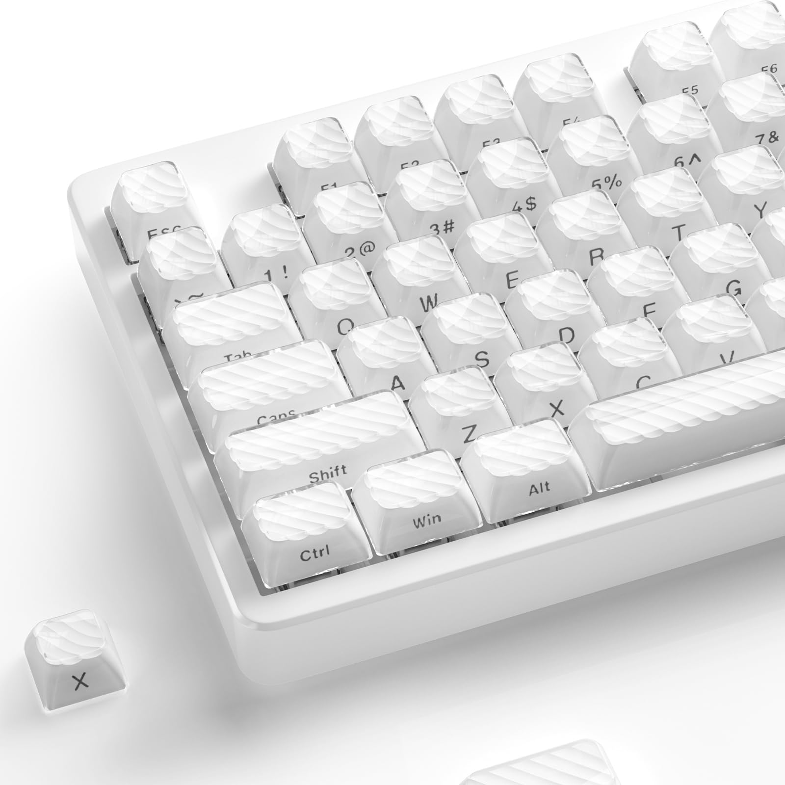 

Білий Кристал OEM Профіль Кастомні Клавіші 136 Клавіш Набір Клавіші Сумісні для Механічних Клавіатур Розкладка США Білий Желе-XVX З Боковим Гравіюванням