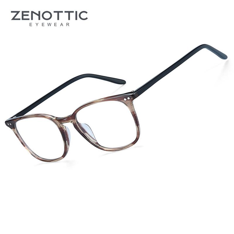 ZENOTTIC Casual Square Optical Prescription Eyeglasses Frames Unisex Ultralight Acetate All Day Comfort Spectacle Frame