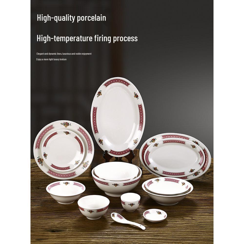 Retro Keramik-Geschirrset im Hongkong-Stil: Teller, Schüsseln und Geschirr für den Haus- und Restaurantgebrauch.