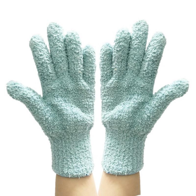 

2 пары пылезащитных перчаток из микрофибры для автомобиля, моющиеся перчатки из кораллового флиса из микрофибры для жалюзи, ламп, мебели и труднодоступных угловых зазоров 21*7cm,2Pcs циан