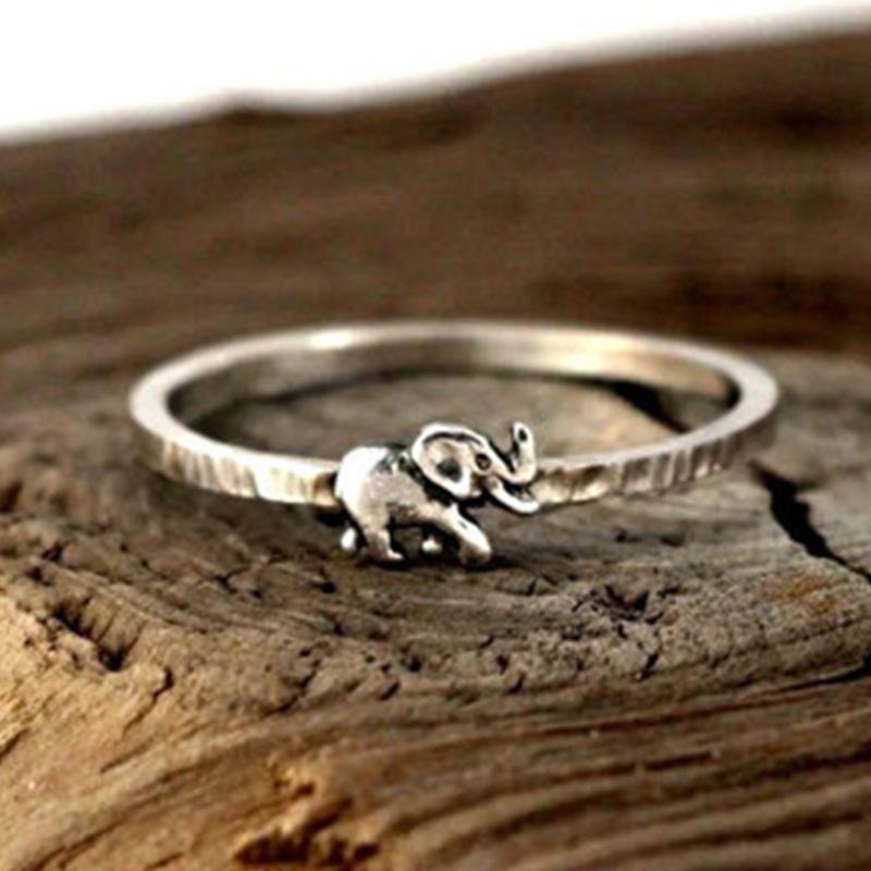 

Vintage Thai Elephant Ring For Women Unique Creative Animal Finger Band Fashionable Hand Jewelry Accessory no. 5