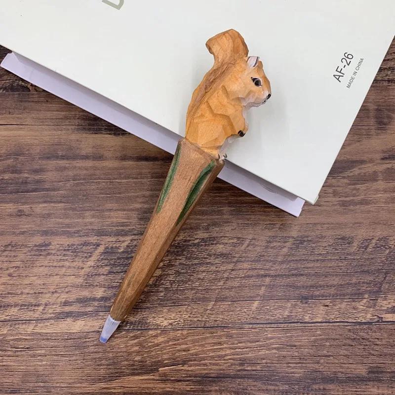 Creative Hand Carved Wooden Animal Shaped Pen