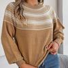 Vintage O Neck Loose Knitwear Cardigan Sweater Long Sleeve Top Winter Autumn Color Print