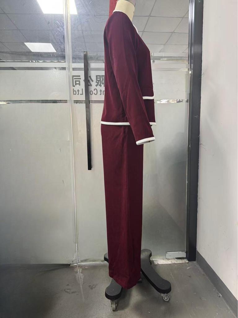 Chic Red Slimming Women's Suit: French-Korean Style