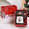 Christmas Gift Mug with Lid Spoon Santa Claus Reindeer Ceramic Cup Keeps Drinks Warm 400ml Souvenir Coffee Cup Gift for Coffee Lovers
