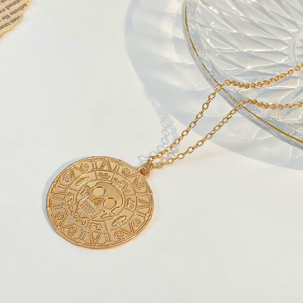 Fluch der Karibik Azteken Goldmünze Totenkopf Halskette für Männer