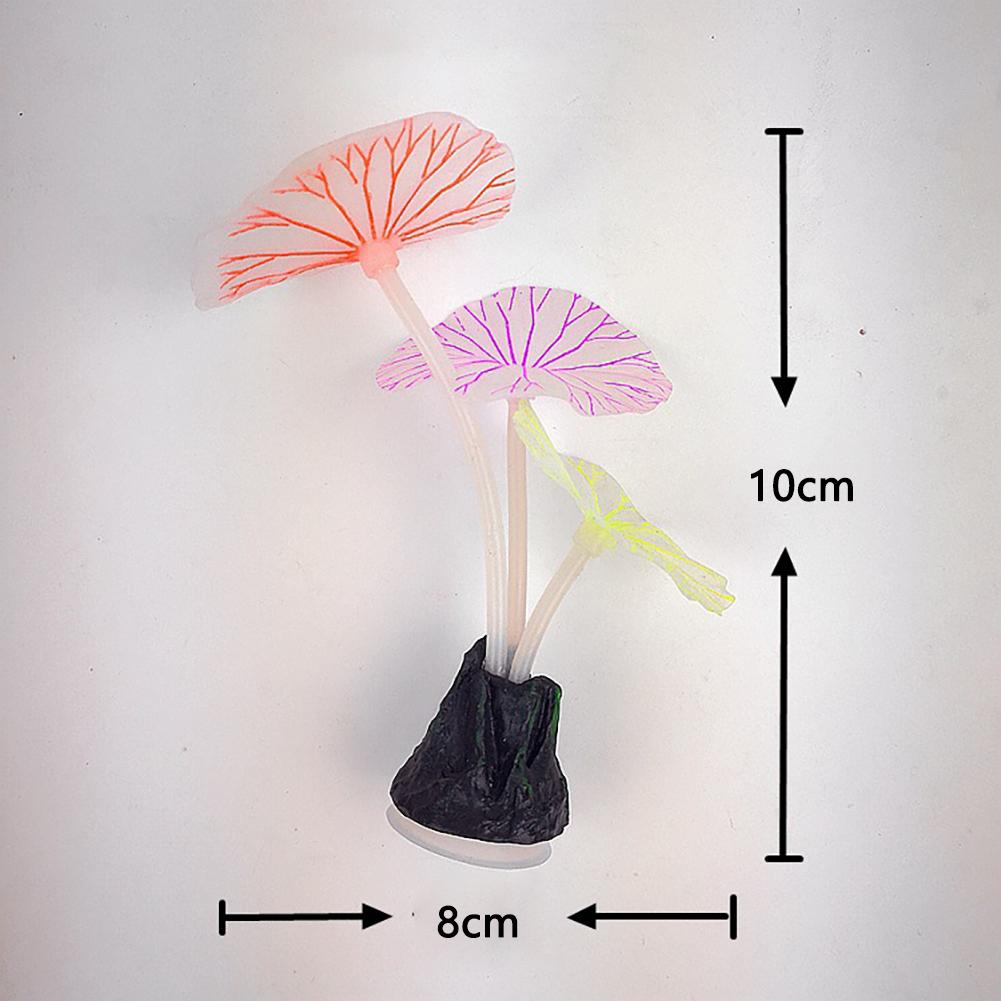 Silicone Luminous Ornament Artificial Glowing Lotus Leaf Mushroom Aquarium Fish Tank Landscaping Decoration