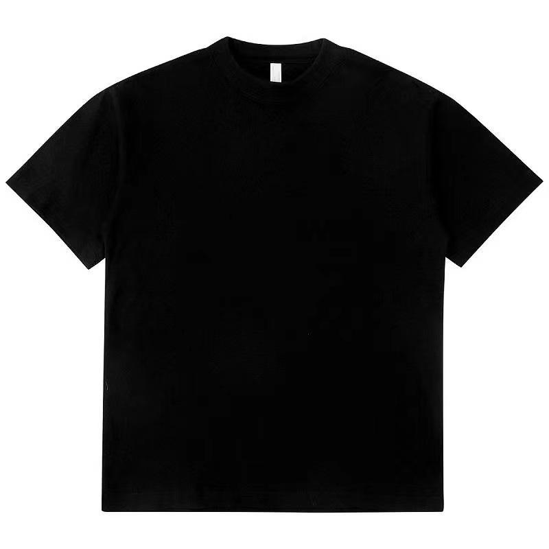 

Літня футболка унісекс із завищеним вирізом із круглим вирізом – важка, з короткими рукавами, з опущеними плечима, універсальний модний топ L чорний