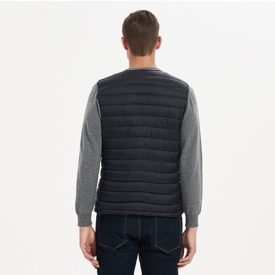 Pánská zimní vesta jednobarevná vycpaná jednořadá vesta bez rukávů teplý, výstřih do V, větruodolná zimní vesta na výlet