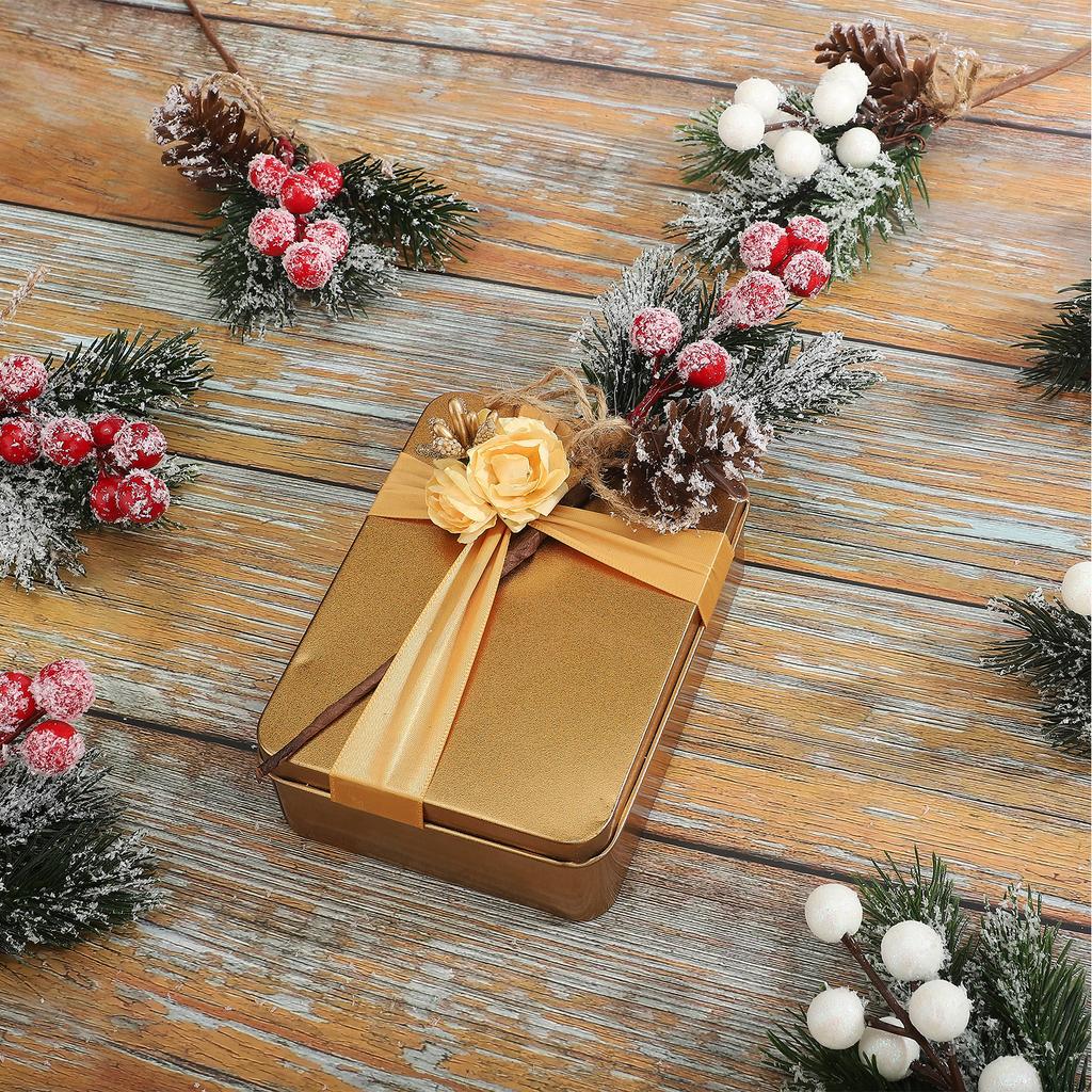 20PCS Artificial Pinecone and Berry Picks Faux Pine Tree Needles Branches Xmas Floral Picks for DIY Floral Arrangement Holiday Decor Red