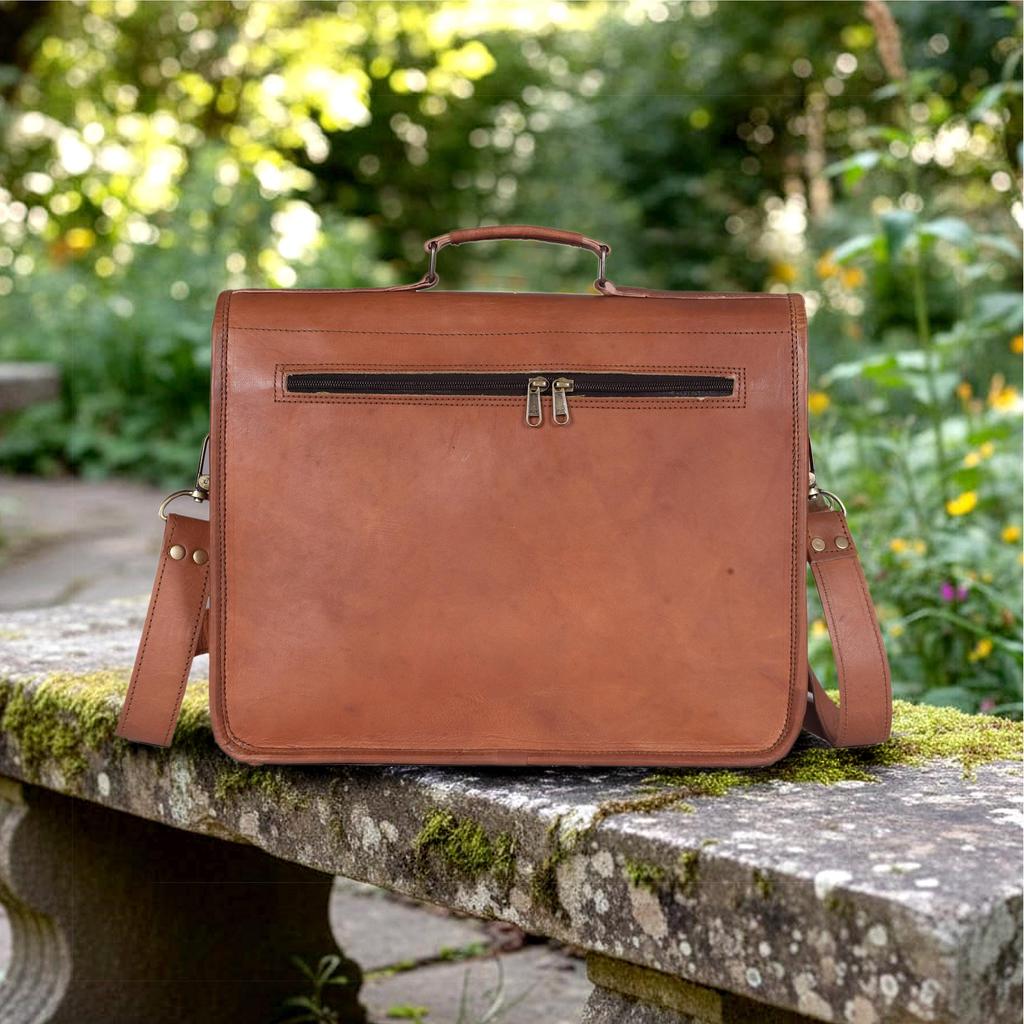 Handmade Leather Messenger Bag for Men & Women | Vintage Brown Leather Satchel | Office Laptop Briefcase | Crossbody Shoulder Bag