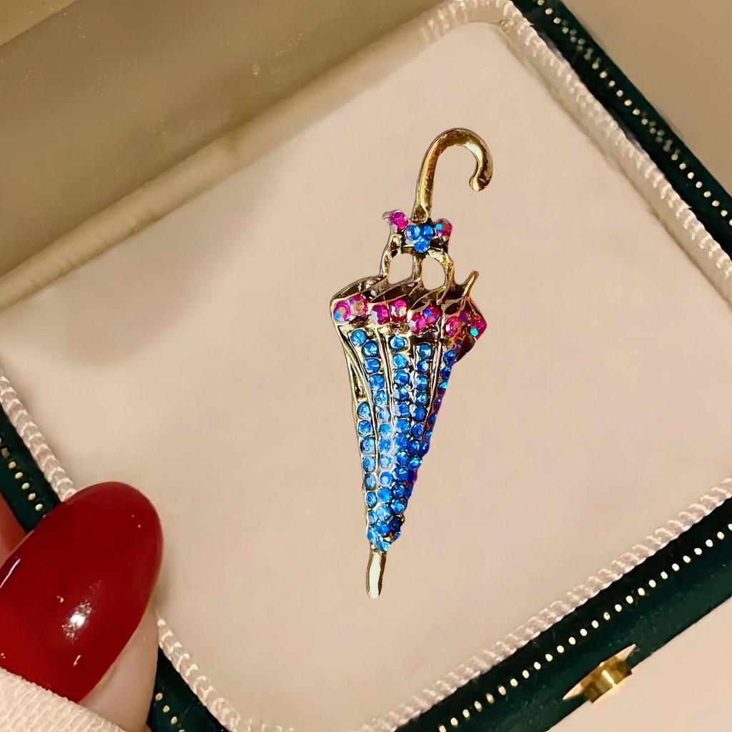 Luxury Rhinestone Bow Umbrella Brooch: Elegant Flower Design, Anti-Exposure