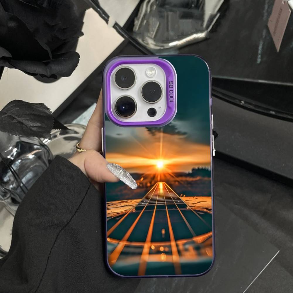 

Musical Guitar Art Phone Case For iPhone 16,15,14,17,13,12,11,XS,Mini,Pro,SE,MAX Purple Matte Silicone Cover iPhone13mini