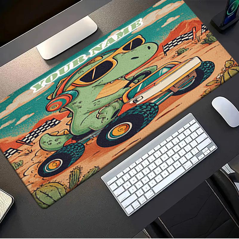 1PC Custom Name Dino Racer Adventure Mouse pad, keyboard and mouse desk pad, for computer notebook Birthday Gift For Any Room Or Office
