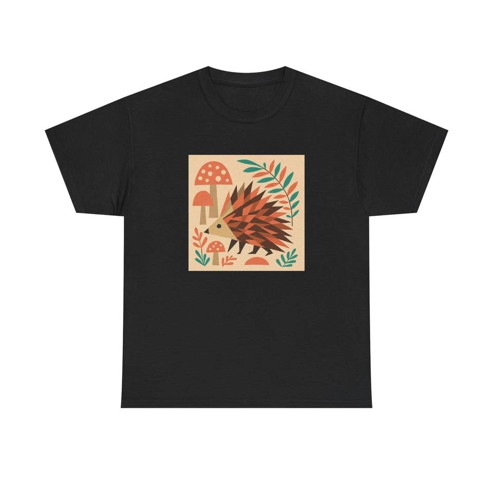Unisex Adult T Shirt Mid Century Modern Porcupine Mushrooms 3XL