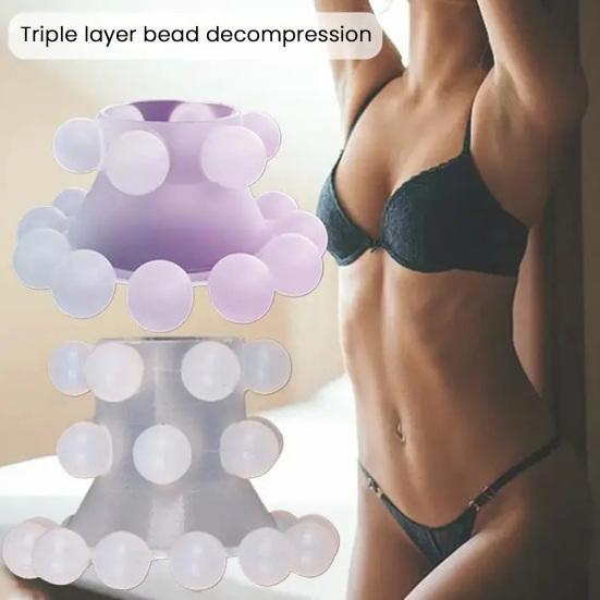 Men Delay Ring with 3 Layer Silicone Beads Anti-slip Lock Ring for Extended Intimacy