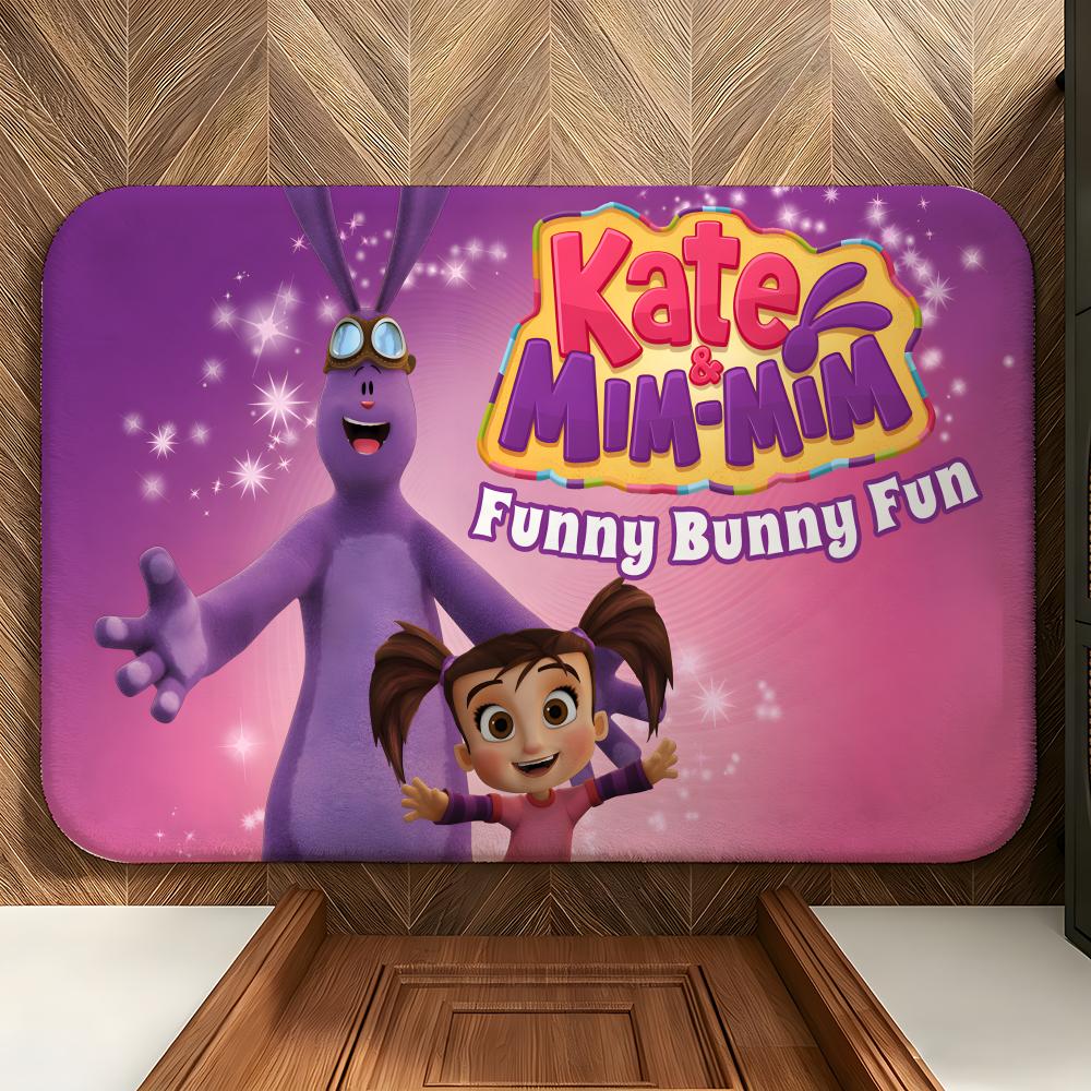 Cartoon K-Kate & M-Mim-Mim Floor Mat Soft Flannel Floor Mat Suitable for Entryways, Living Rooms, Bedrooms, and Bathrooms