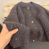 Recommended gray sequined raccoon fleece sweater cardigan jacket women's autumn and winter new knitted sweater