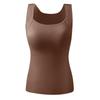 Women's Seamless Square Neck Thermal Vest with Chest Pads - Plus Velvet Warm Base Layer for Autumn and Winter