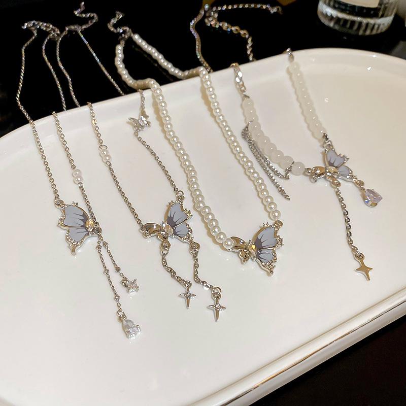 GemChic Women's New Exquisite Butterfly Crystal Zircon Necklace Fashion Sweet Clavicle Chain Birthday Christmas Jewelry Gift