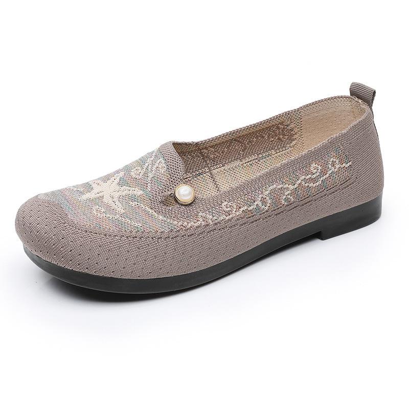 Shoes Women's Cloth Shoes Medium and Comfortable Single Shoes Breathable Mother Shoes One Pedal Soft-soled Women's Shoes