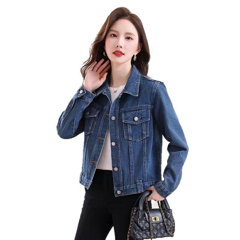 Women's Spring/Autumn 2025 Denim Jacket: Short, Slim Fit, Versatile Single-Breasted Long-Sleeve Cardigan