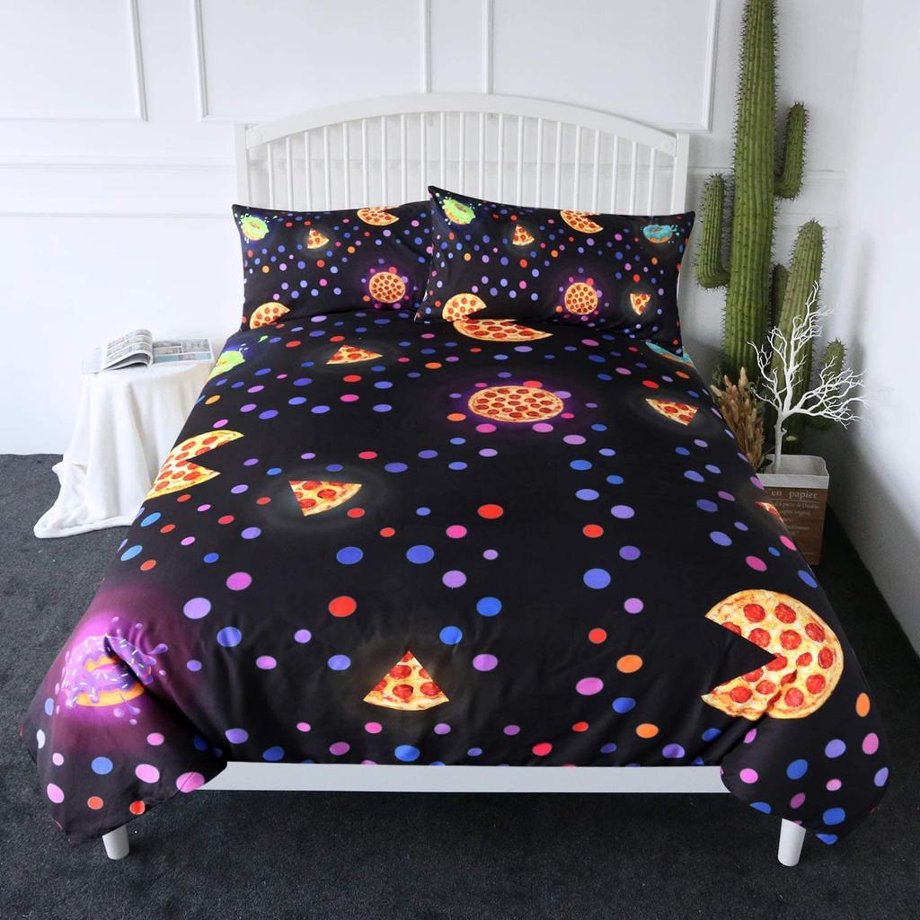 Hamburger Fries Candy Bedding 3D Giant Burger Duvet Cover Set 3 Pieces Fun Fast Food Bedspread King Size Polyester Bedding Set