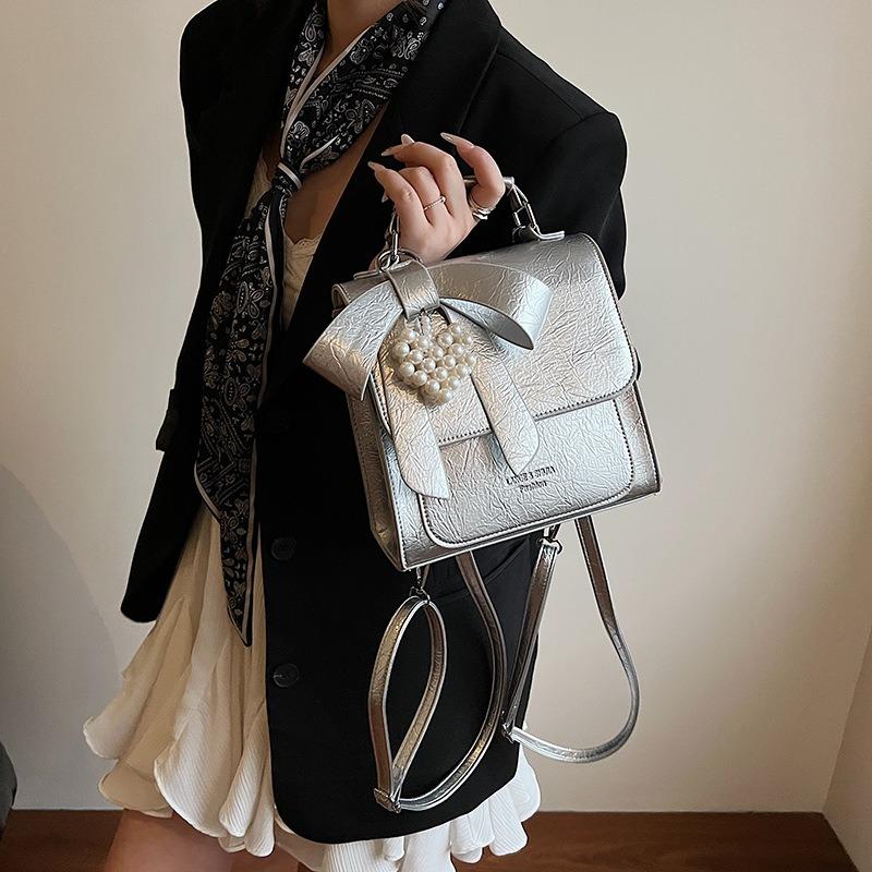 College students versatile bow niche backpack bag women's summer new fashion messenger small square bag