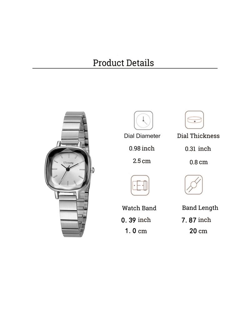 Fashion trend versatile alloy material square dial women's quartz wrist watch, suitable for Christmas, Thanksgiving gift