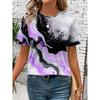 Summer Fashion Women's T-shirt Graphic Marble Print